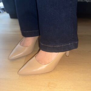 Beige Point-toe 2-inch Pumps